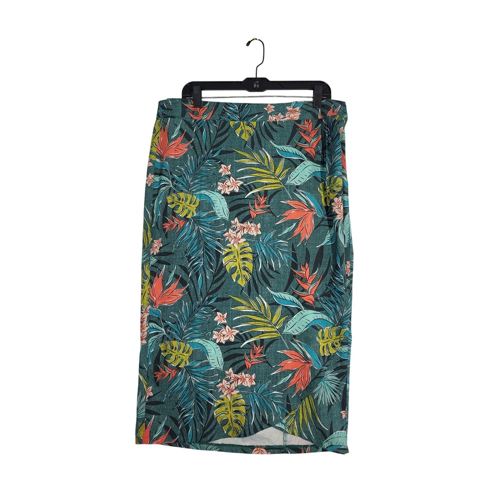 RipSkirt Hawaii Wrap Midi Skirt Large Green Tropical Floral Paia Maui Quick Dry